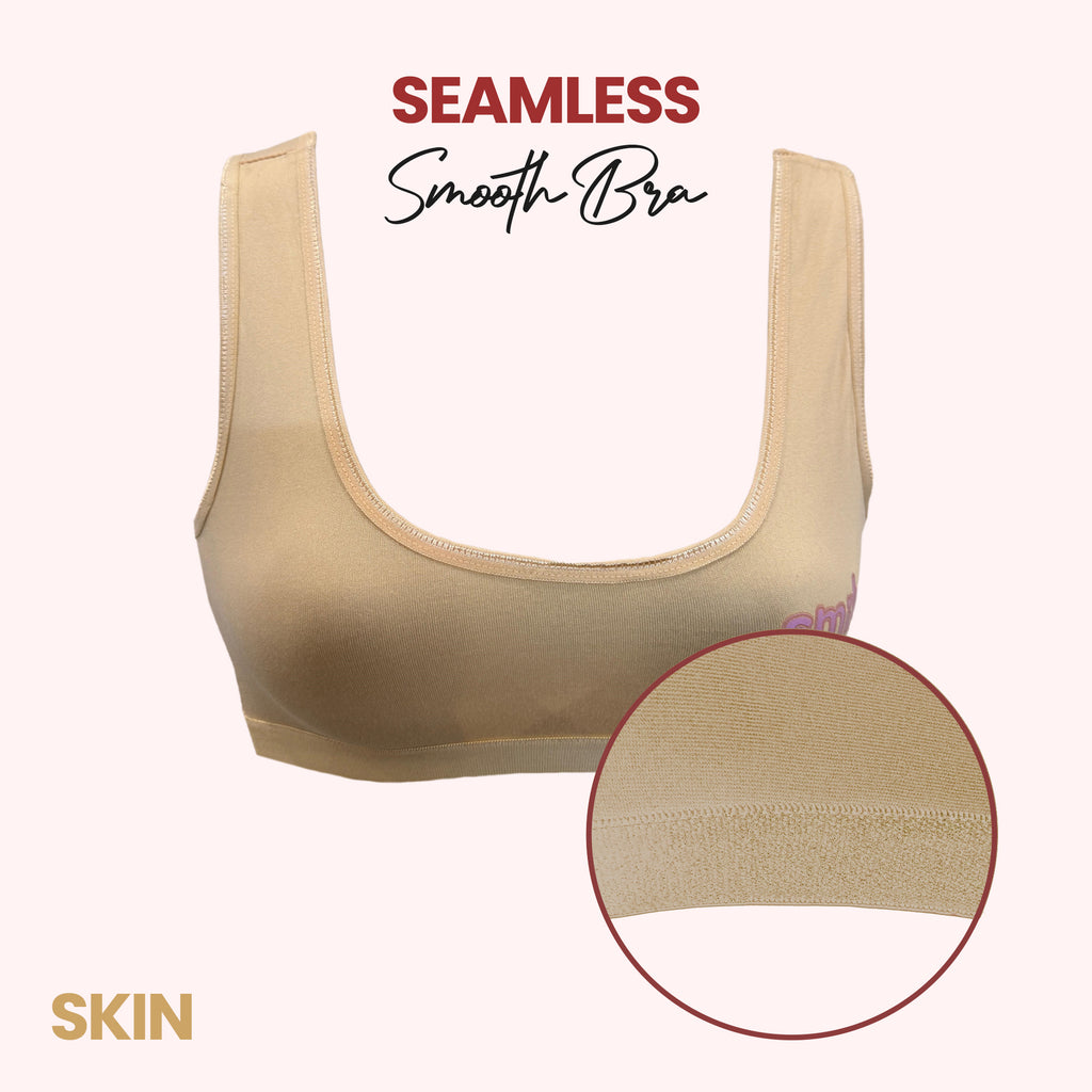 Seamless Smooth Bra - Soft Cotton, Full Coverage, and No-Slip Straps