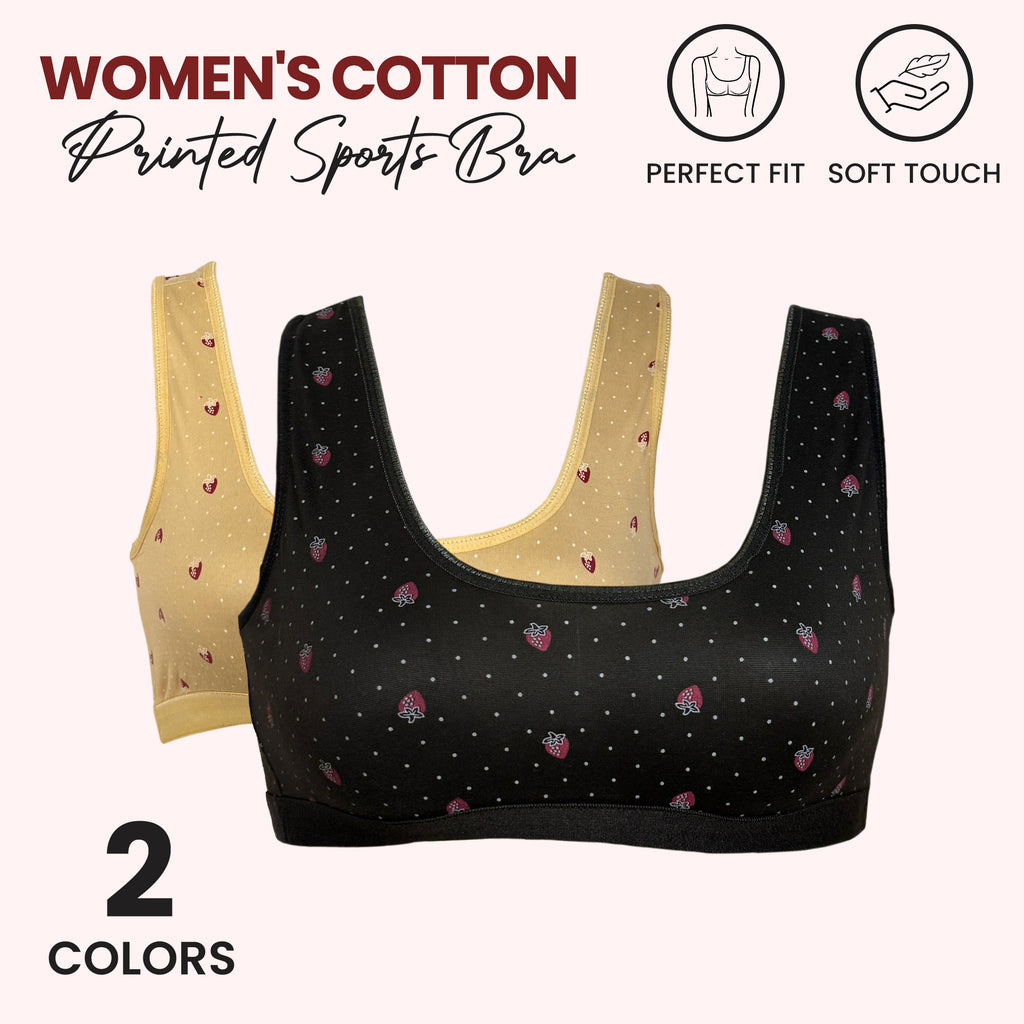 Women's Cotton Printed Sports Bra - Comfortable and Stylish Sportswear