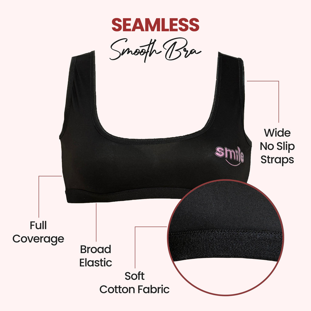 Seamless Smooth Bra - Soft Cotton, Full Coverage, and No-Slip Straps
