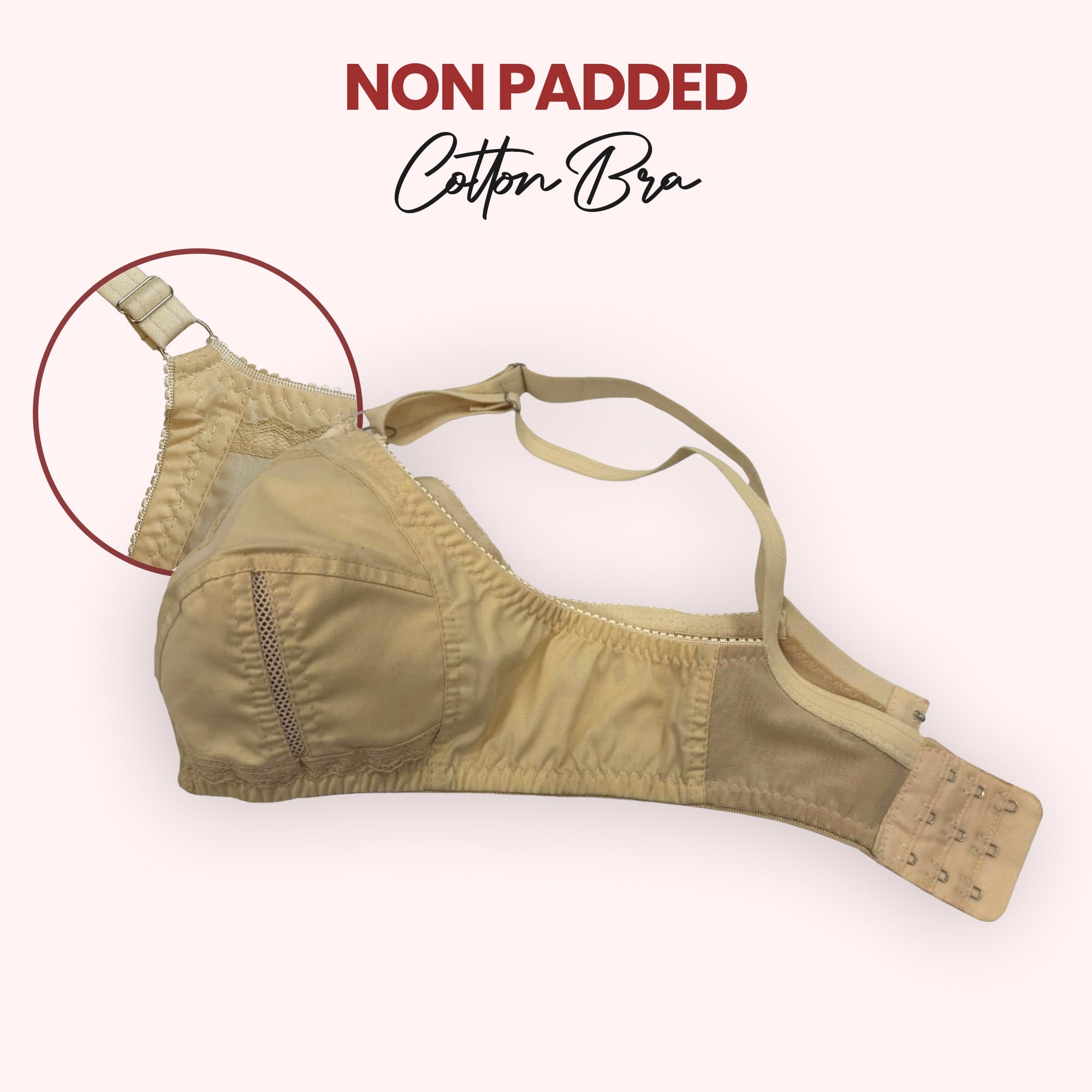 Non-Padded Cotton Bra - Adjustable & Full Coverage Bra for Everyday Comfort