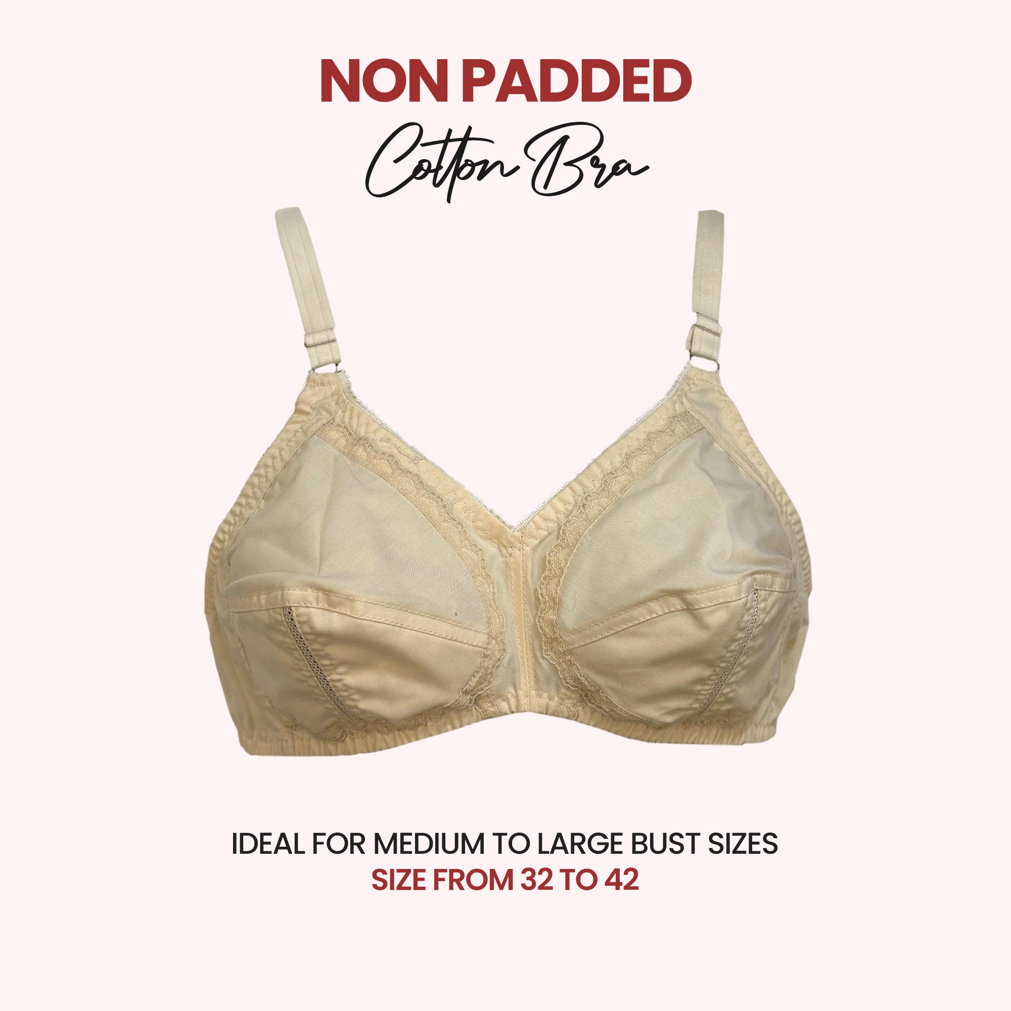 Non-Padded Cotton Bra - Adjustable & Full Coverage Bra for Everyday Comfort